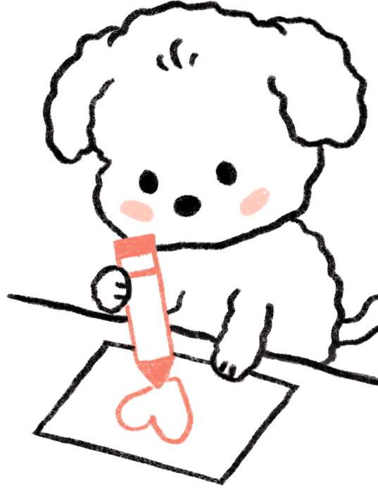 Coca the dog drawing a heart